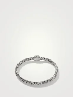 Classic Chain Silver Bracelet With Black Sapphire