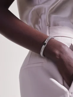 Classic Chain Silver Bracelet With Black Sapphire