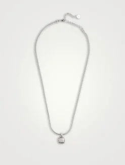 Classic Chain Silver Enhancer Necklace With Pavé Diamonds