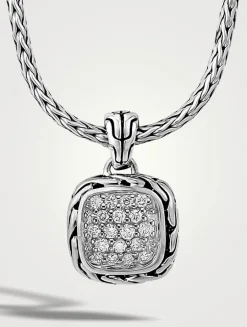 Classic Chain Sterling Silver Enhancer Necklace With Pavé Diamonds