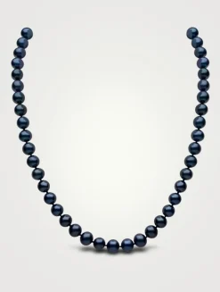Classic 18K Gold Black Freshwater Pearl Necklace