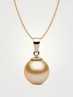 Classic 18K Gold Golden South Sea Pearl Pendant Necklace