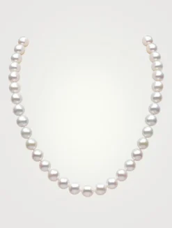 Classic 18K Gold White Freshwater Pearl Necklace