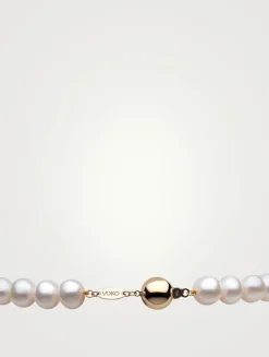 Classic 18K Gold White Freshwater Pearl Necklace