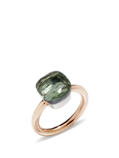 Classic Nudo 18K White And Rose Gold Ring With Prasiolite