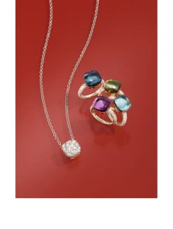 Classic Nudo 18K White And Rose Gold Ring With Prasiolite And Diamonds