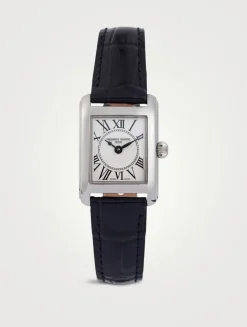 Classics Carrée Croc-Embossed Leather Strap Watch
