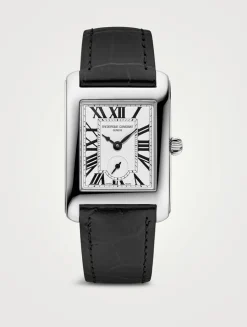 Classics Carrée Stainless Steel Croc-Embossed Leather Strap Watch