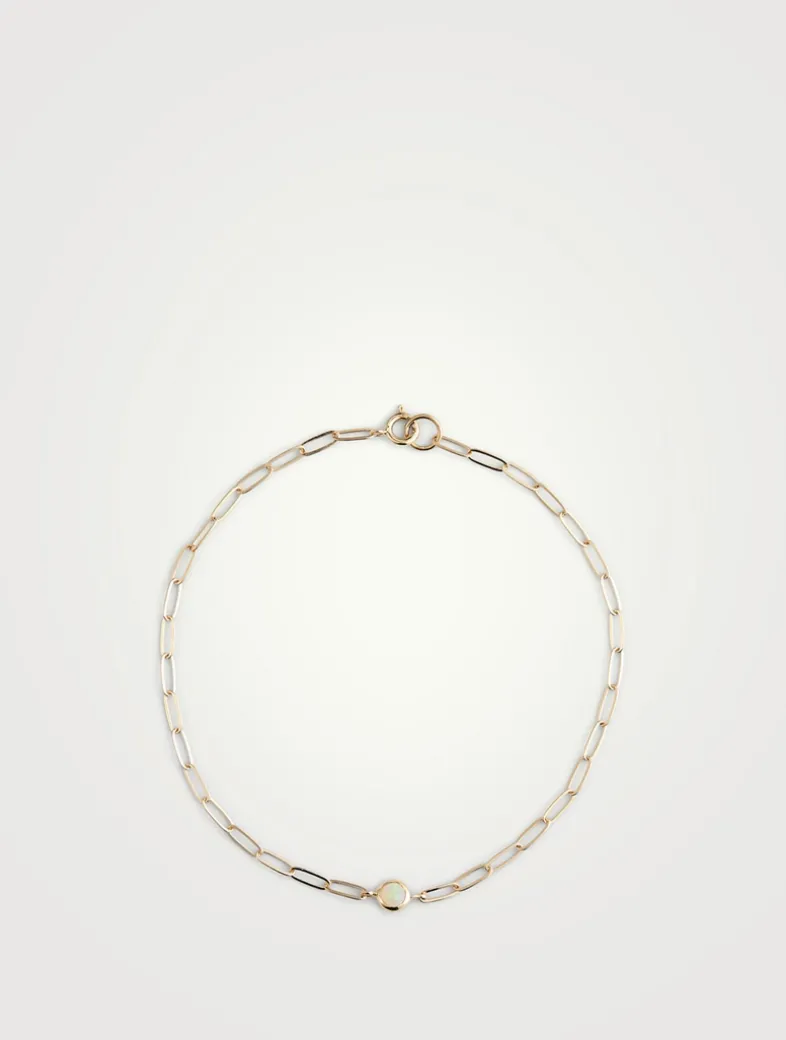 Classique 14K Gold Birthstone Paperclip Bracelet