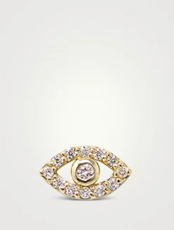 Classique 14K Gold Evil Eye Stud Earring With Pavé Diamonds