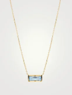Classique 14K Gold Melia Carré Necklace With Blue Topaz