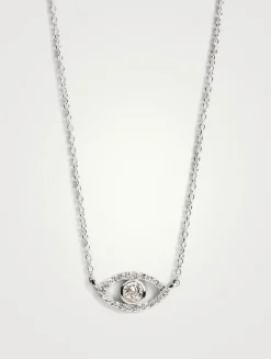 Classique Silver Evil Eye Necklace With White Topaz And Sapphire