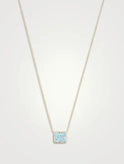 Cléo Grande 14K Gold Chain Necklace With Blue Topaz