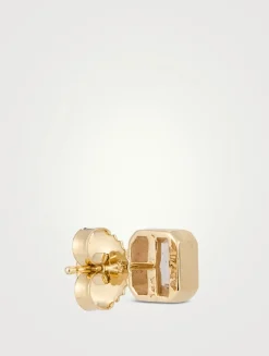 Cléo Jaeda 14K Gold Square Stud Earrings With Topaz