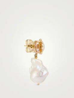 Cléo 14K Gold Baroque Pearl Earrings With Diamonds