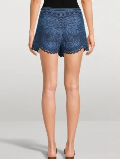 Coco Embroidered Denim Shorts