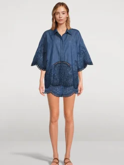 Coco Embroidered Denim Shorts