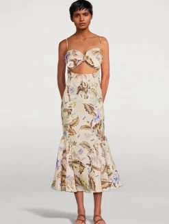 Coco Tie-Front Mermaid Dress In Floral Print