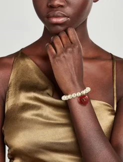 Coeur Royal VLogo And Faux Pearl Bracelet