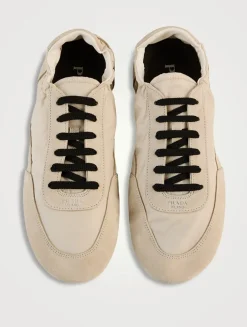 Collapse Re-Nylon And Suede Sneakers