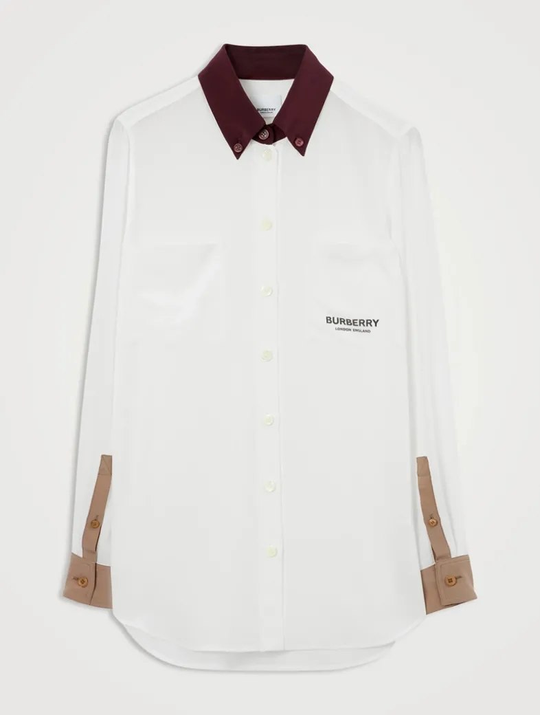 Contrast Trim Silk Shirt