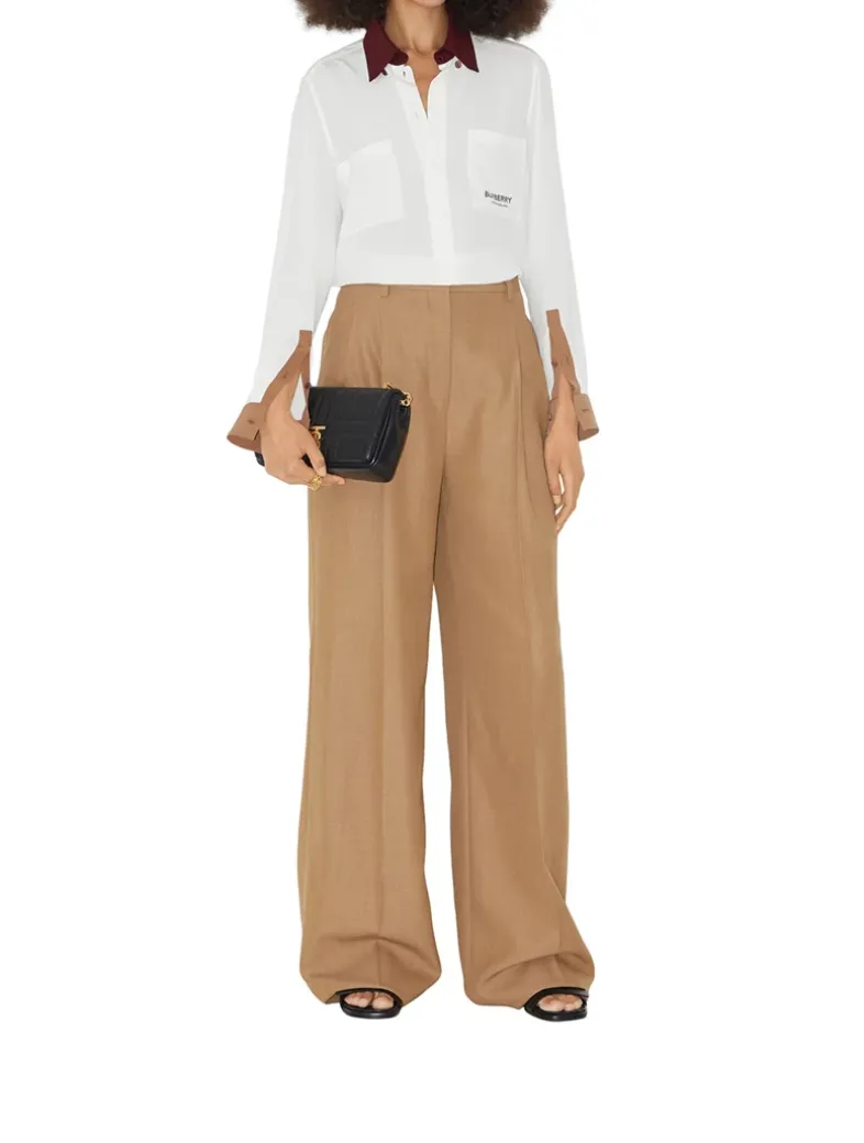 Contrast Trim Silk Shirt