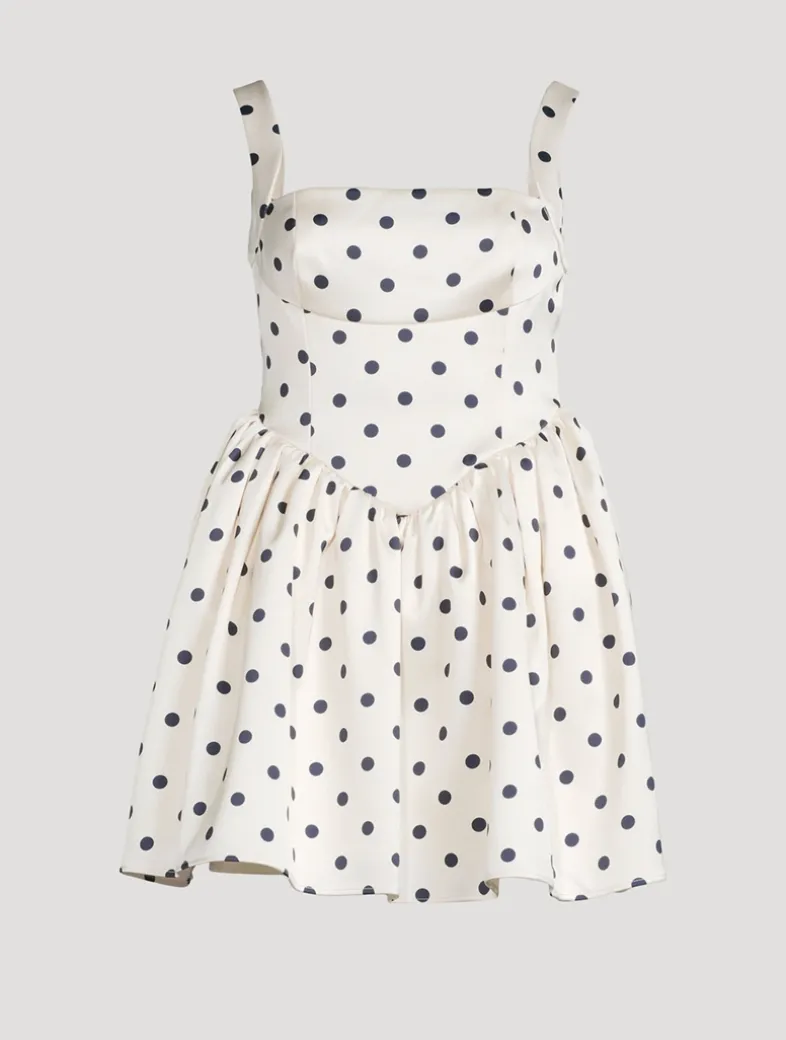 Corset Mini Dress In Polka Dot Print