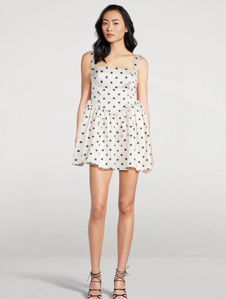 Corset Mini Dress In Polka Dot Print