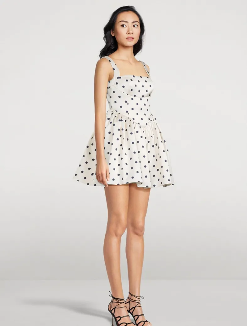 Corset Mini Dress In Polka Dot Print