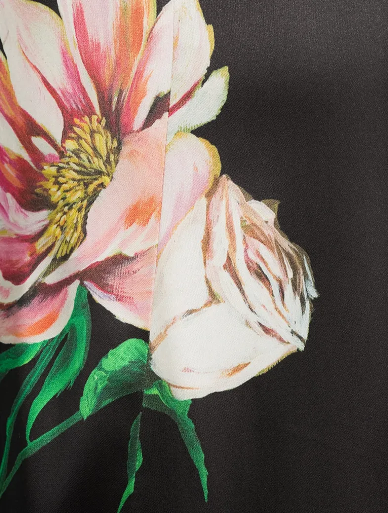 Corset Satin Midi Dress In Floral Print