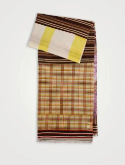 Cotton And Silk Scarf In Plaid Picture Print