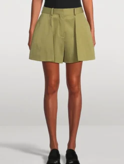 Cotton And Silk Trapeze Shorts