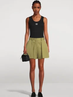 Cotton And Silk Trapeze Shorts