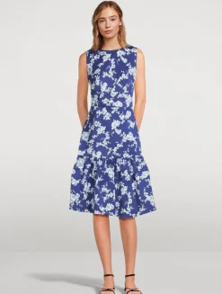 Cotton Faille Dress In Floral Print