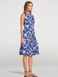 Cotton Faille Dress In Floral Print