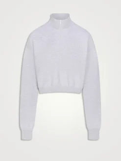 Cotton Fleece Cropped Half-Zip Sweatshirt