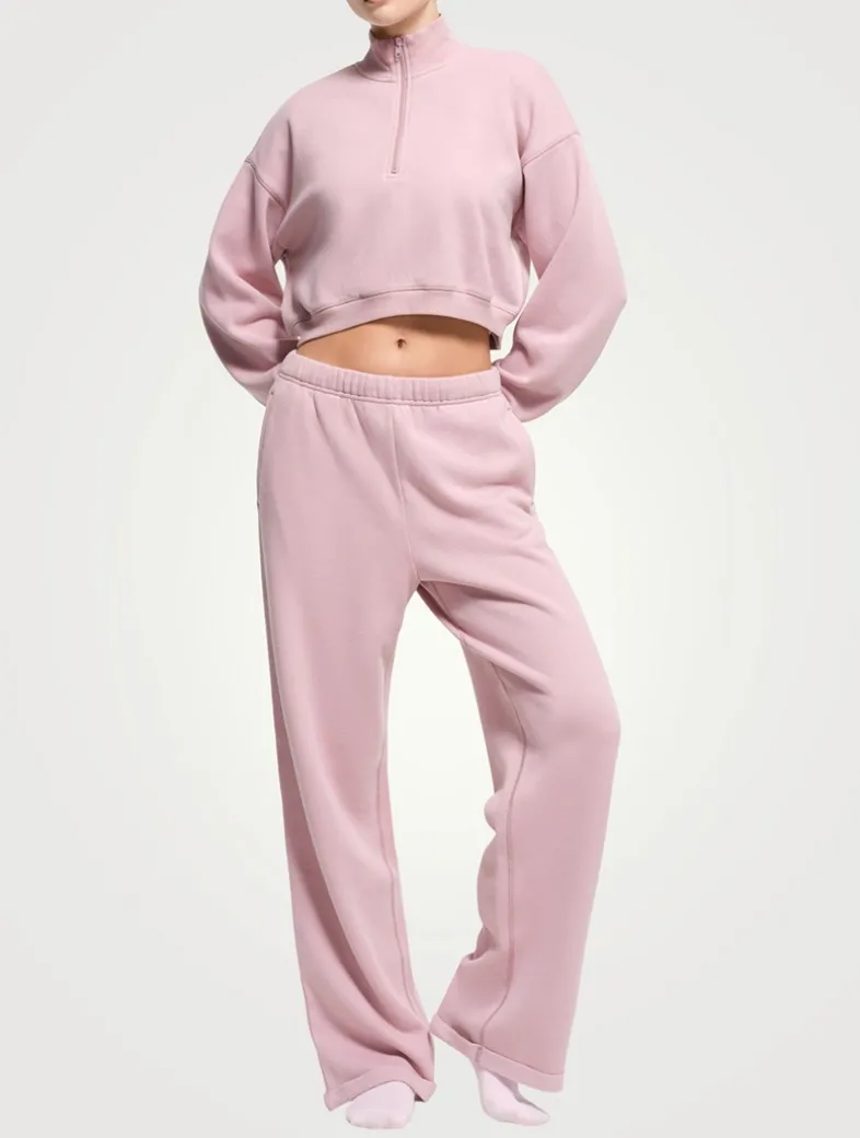 Cotton Fleece Cropped Half-Zip Sweatshirt