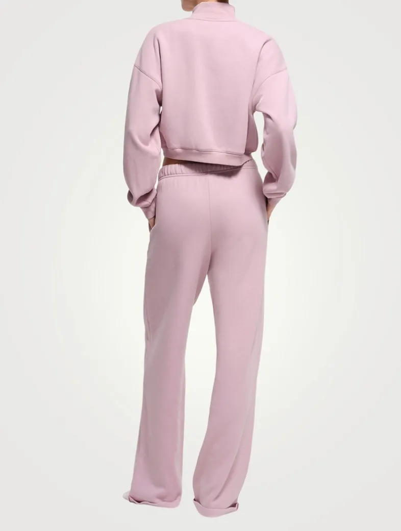 Cotton Fleece Cropped Half-Zip Sweatshirt