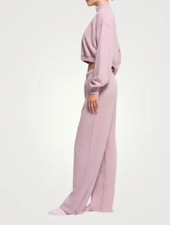 Cotton Fleece Cropped Half-Zip Sweatshirt