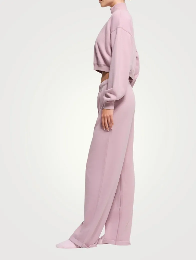 Cotton Fleece Cropped Half-Zip Sweatshirt