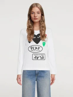 Cotton Heart Long-Sleeve T-Shirt With Logo Graphics