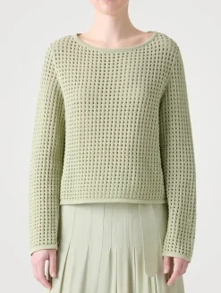 Cotton Mesh Sweater