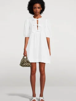 Cotton Poplin Tie String Mini Dress