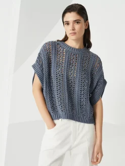 Cotton Ribbed Net Sweater