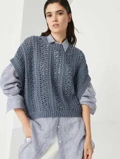 Cotton Ribbed Net Sweater