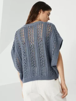 Cotton Ribbed Net Sweater