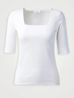 Cotton Stretch Squareneck Top