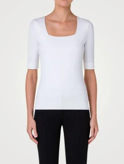 Cotton Stretch Squareneck Top