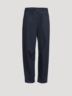 Cotton Twill Barrel-Leg Trousers