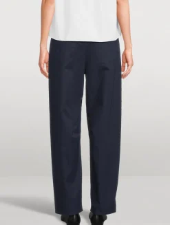 Cotton Twill Barrel-Leg Trousers